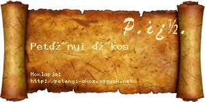 Petényi Ákos névjegykártya